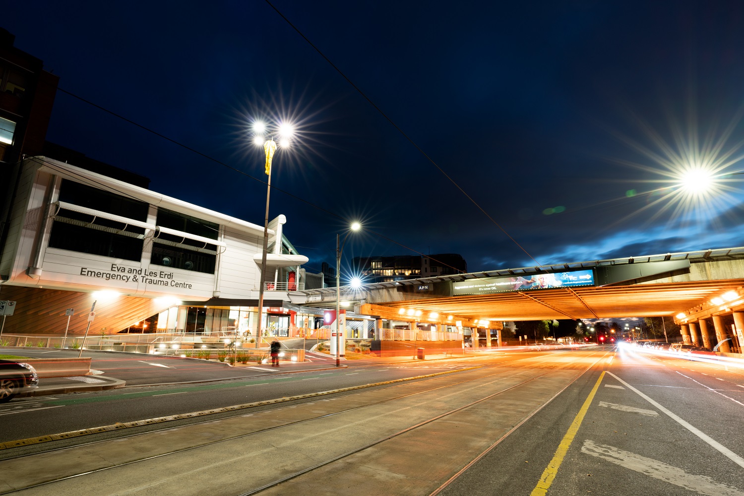 Emergency and Trauma Centre at night