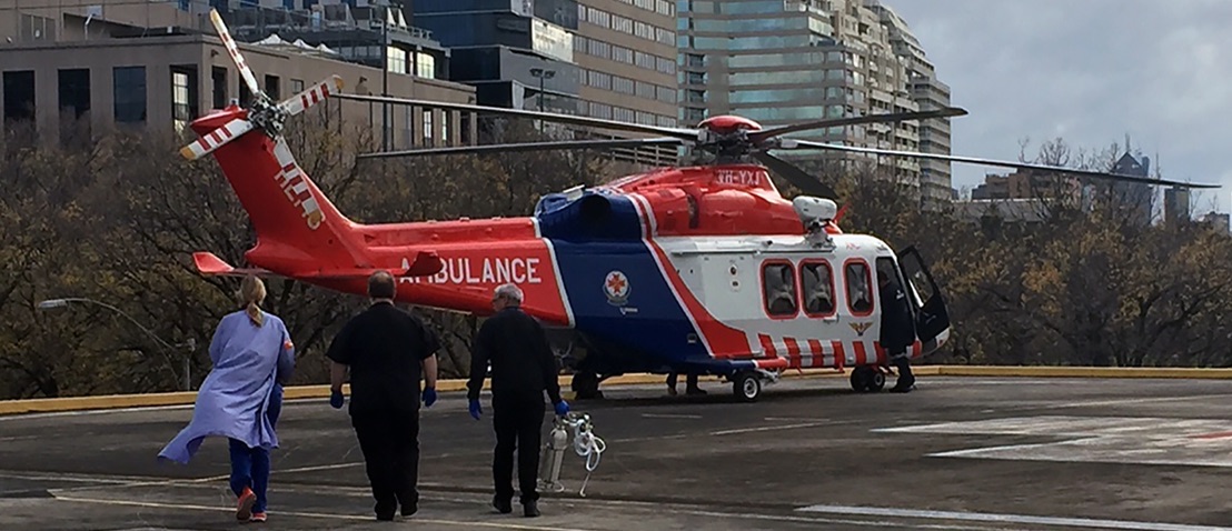 Helicopter on landing pad