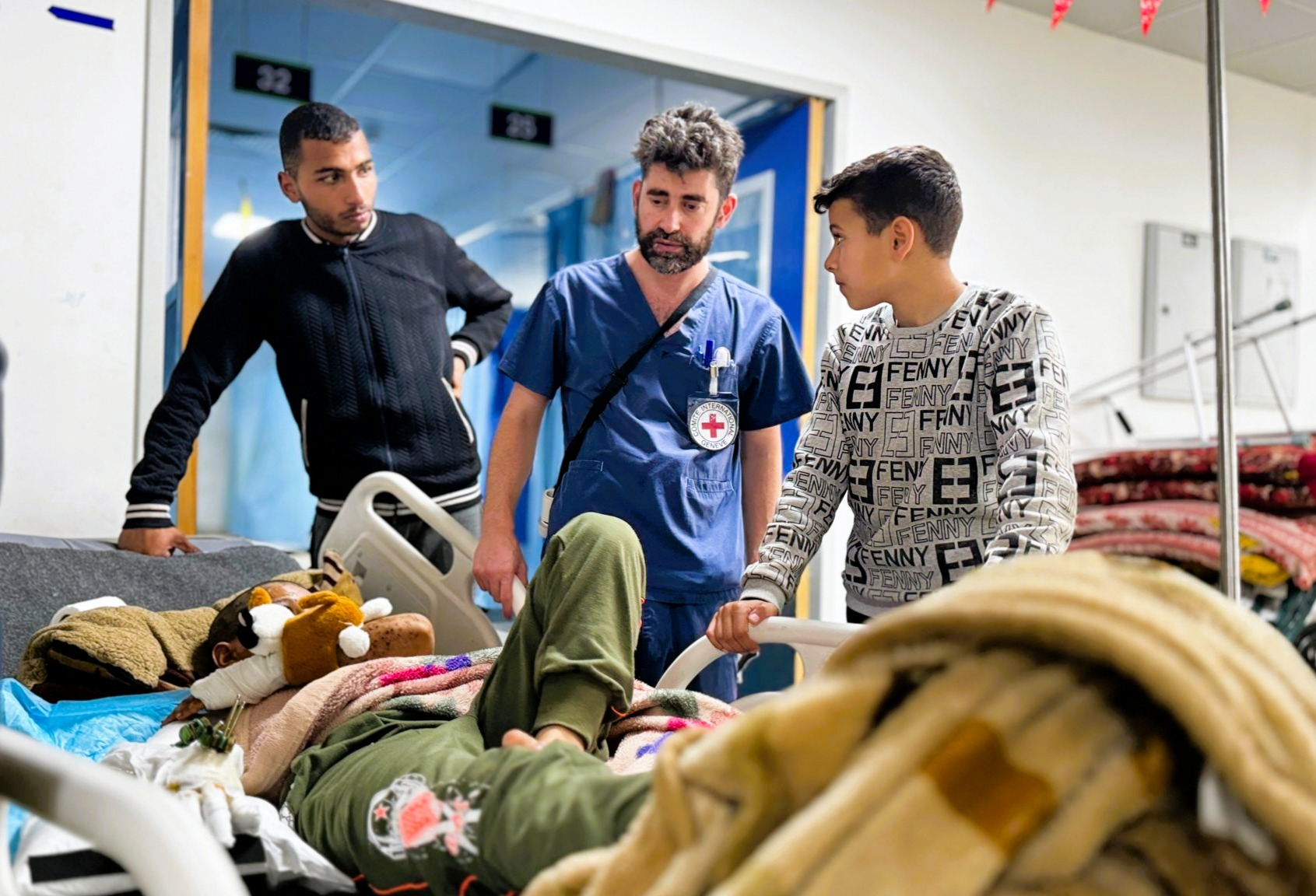 Jean-Phillipe attending to patients at the European Gaza Hospital