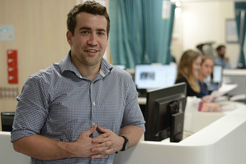 Study co-ordinator Jack Germaine stands in the clinical trials unit