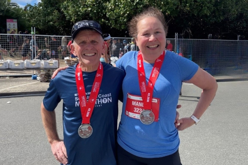 Mandy and her husband Tony at the Sunshine Coast Marathon
