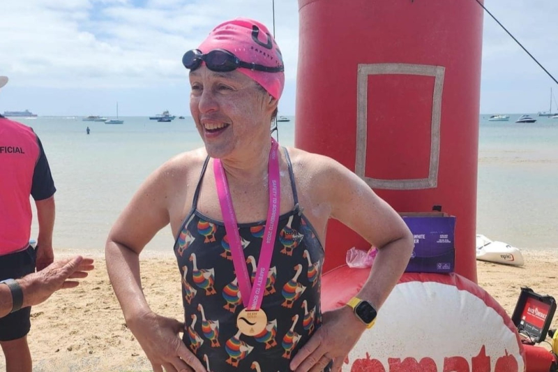 Carnegie mum Kristen stands after a swim in preparation for her English Channel attempt